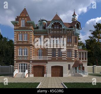 Gebäude fotorealistische 3D-Darstellung Stockfoto