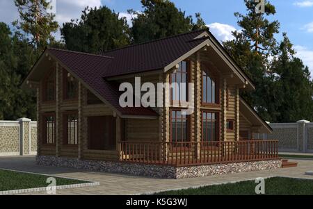 Gebäude fotorealistische 3D-Darstellung Stockfoto
