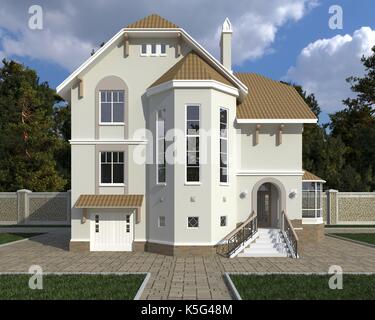 Gebäude fotorealistische 3D-Darstellung Stockfoto