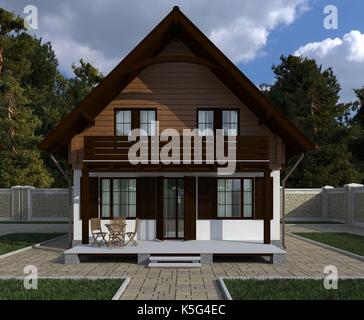 Gebäude fotorealistische 3D-Darstellung Stockfoto