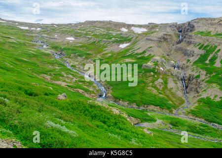 Landschaft des Dynjandisheidi (Bergstraße), in der Region West Fjorde, Island Stockfoto