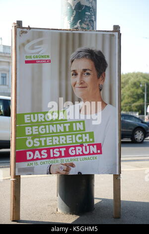 Wien, Österreich. 09. September 2017 Wahlplakate "die Grünen". Kredit: Franz Perc / Alamy Live News Stockfoto