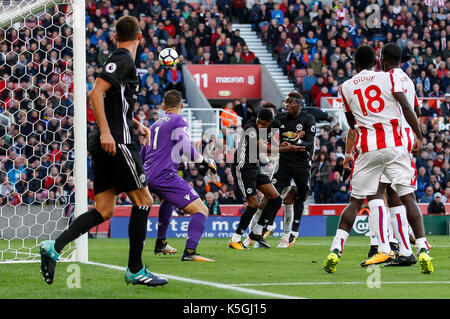 Stoke-on-Trent, Großbritannien. 09 Sep, 2017. X während der Premier League Match zwischen Stoke City und Manchester United bei Bet365 Stadium am 9. September 2017 in Stoke-on-Trent, England. Credit: PHC Images/Alamy leben Nachrichten Stockfoto