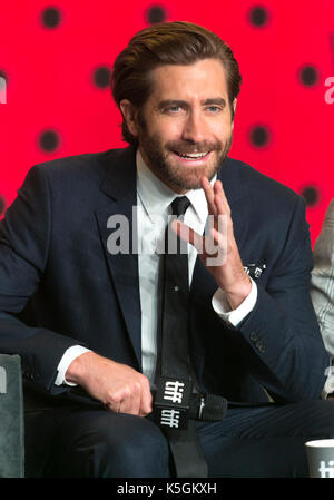 Toronto, Kanada. 09 Sep, 2017. Jake Gyllenhaal nimmt an der Pressekonferenz der "verstärkte" während der 42 Toronto International Film Festival, tiff, bei Bell Lightbox in Toronto, Kanada, am 09. September 2017. - Keine LEITUNG SERVICE - Foto: Hubert Boesl/dpa/Alamy leben Nachrichten Stockfoto