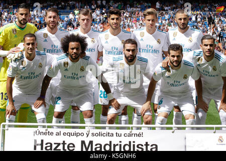 Madrid, Spanien. 09 Sep, 2017. Von Real Madrid alignament während La Liga Fußball-Match zwischen Real Madrid und Levante im Santiago Bernabeu Stadion Quelle: AFP 7/Alamy leben Nachrichten Stockfoto