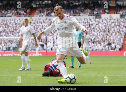 Madrid, Spanien. 09 Sep, 2017. Von Real Madrid, Gareth Bale während Fußball-Match zwischen Real Madrid und Levante im Santiago Bernabeu Stadion Quelle: AFP 7/Alamy leben Nachrichten Stockfoto