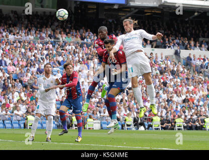 Madrid, Spanien. 09 Sep, 2017. Von Real Madrid, Gareth Bale während Fußball-Match zwischen Real Madrid und Levante im Santiago Bernabeu Stadion Quelle: AFP 7/Alamy leben Nachrichten Stockfoto