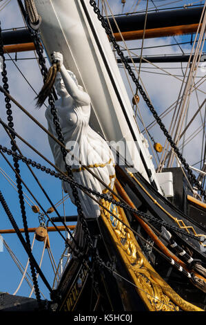 Galionsfigur des Cutty Sark Clipper Ship in Greenwich, London England United Kingdom UK Stockfoto