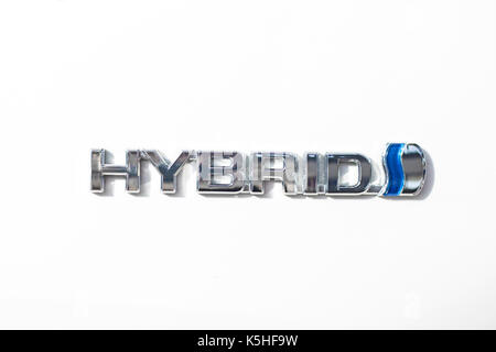 Belgrad, SERBIEN - 28. MÄRZ 2017: Detail der Toyota Prius Hybrid Auto in Belgrad, Serbien. Toyota Prius ist ein Voll-hybrid Elektroauto manufactur Stockfoto