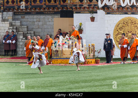 Des Königs Geburtstag Feier am Changlimithang Stadion in Thimpu, Bhutan Stockfoto