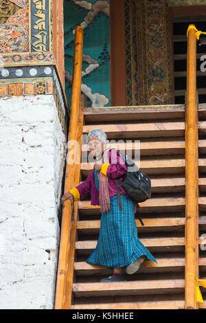 Punakha Drubchen (historische Feier) und Tsechu (religiöse Feier) in Punakha Dzong, westlichen Bhutan. Stockfoto