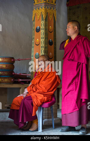 Punakha Drubchen (historische Feier) und Tsechu (religiöse Feier) in Punakha Dzong, westlichen Bhutan. Stockfoto