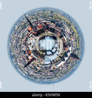 Little planet 360 Grad Bereich. Panorama der Stadt Riga, Lettland Stockfoto