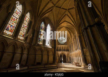 Innenraum der Kapitel Haus Zimmer in die Kathedrale von Lincoln, Lincoln, Lincolnshire, England, Großbritannien Stockfoto