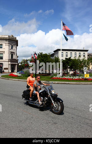 Biker in Lincoln Square während der Bike Week, Gettysburg, Adams County, Pennsylvania, USA Stockfoto