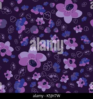 Trendige Blume Sakura Hintergrund nahtlose Muster Stock Vektor