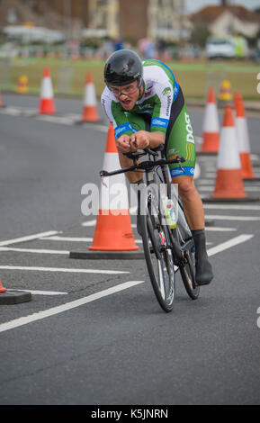 Regan GOUGH, An Post Kettenreaktion, Tour durch Großbritannien Radrennen Stufe 5 timetrial in Clacton-on-Sea, Großbritannien Stockfoto