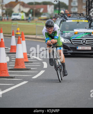 Regan GOUGH, An Post Kettenreaktion, Tour durch Großbritannien Radrennen Stufe 5 timetrial in Clacton-on-Sea, Großbritannien Stockfoto