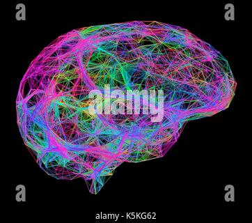 Neuronales Netz. Computer Artwork von neuronalen Netzwerk des Gehirns durch Linien und Punkte dargestellt. Ein neuronales Netzwerk besteht aus Nervenzellen (Neuronen). Stockfoto