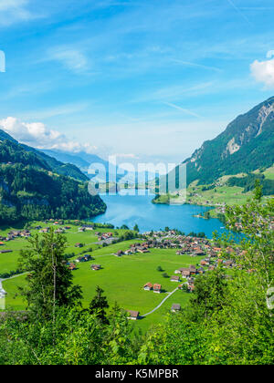 High View Point See Lungern- und Dorf aus brunig Pass, Schweiz. Stockfoto