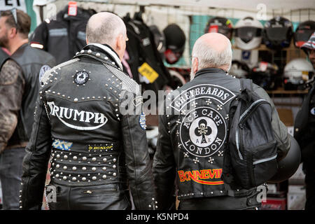 Brighton, UK. 10. September, 2017. Ace Cafe Reunion 2017 Brighton Burn-Up, tausende Biker herab auf die Stadt Brighton, konvergierende auf Madeira Drive für den jährlichen Motorrad Rallye. Kredit Terry Applin/Alamy leben Nachrichten Stockfoto