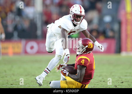 Los Angeles, CA, US, USA. 9 Sep, 2017. September 9, 2017: im Spiel zwischen den Stanford Cardinal und die USC Trojans, das Los Angeles Memorial Coliseum Los Angeles, CA. Peter Joneleit/Zuma Leitung Service Credit: Peter Joneleit/ZUMA Draht/Alamy leben Nachrichten Stockfoto