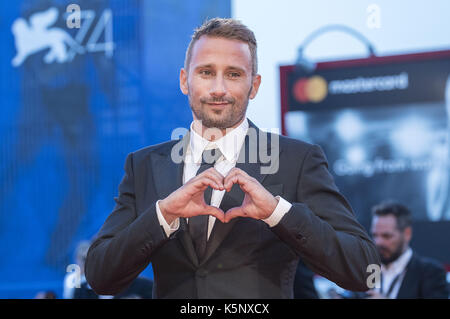 Matthias Schoenaerts die Teilnahme an der "Le Fidèle" Premiere auf dem 74. Internationalen Filmfestival von Venedig im Palazzo del Cinema am September 08, 2017 in Venedig, Italien | Verwendung weltweit Stockfoto