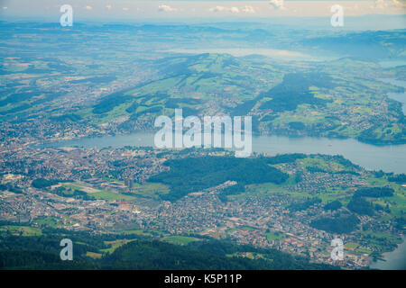 Tolle Landschaft mit See über den Pilatus, Luzern, Schweiz Stockfoto