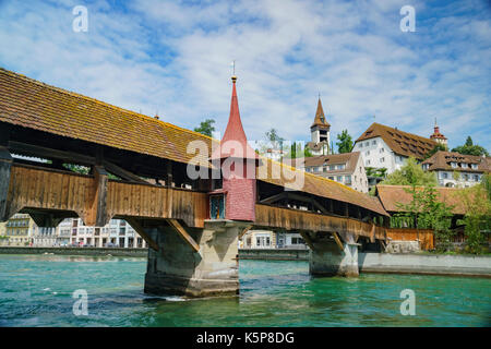 Die historische Spreuer Brücke bei Luzern, Schweiz Stockfoto