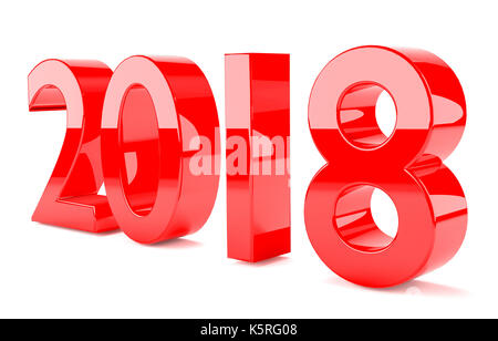 2018 3D-Rendering. Mit rot glänzenden Kunststoff, isoliert und in der Perspektive. Stockfoto