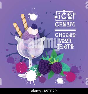 Eis Logo Süße schöne Sommer Dessert leckeres Essen Banner Stock Vektor