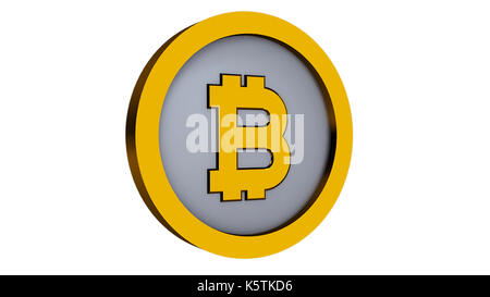 Bitcoin Logo auf weißem Hintergrund Stockfoto