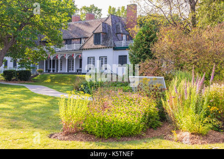 Sommer home von Stephen Leacock (1869-1944) eine bemerkenswerte Autor und Humorist in Orillia Ontario Kanada. Stockfoto