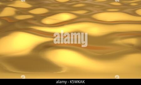 Goldene Landschaft Illustration. Große wellige Oberfläche, 3D-Darstellung Stockfoto