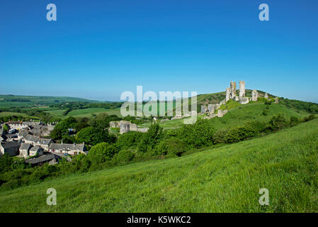 Corfe Castle, Purbeck Hills, Dorset, England, Großbritannien Stockfoto