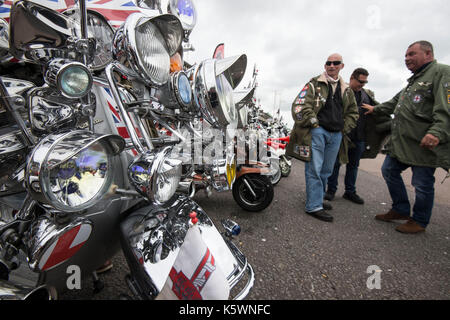 Ace Cafe Reunion 2017 Brighton Burn-Up, tausende Biker Ritt nach Brighton, konvergierende auf Madeira Drive für den jährlichen Motorrad Rallye Stockfoto