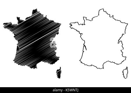 Frankreich Karte Vektor-illustration, kritzeln Skizze Frankreich Karte Stock Vektor