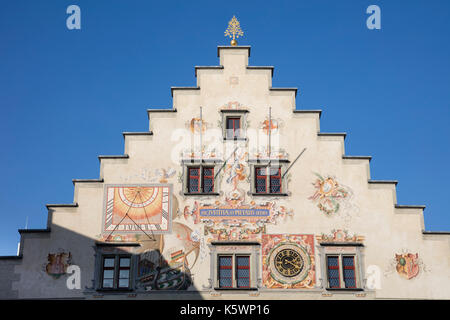 Fassade des Rathaus von Lindau, Bodensee, Bayern, Deutschland, Europa Stockfoto