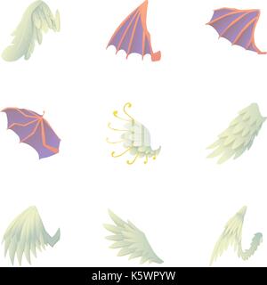 Flügel der Drache und Greif Symbole gesetzt Stock Vektor