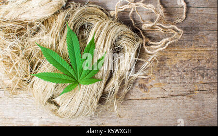 Marihuana Blätter auf getrocknete Hanffasern Stockfoto