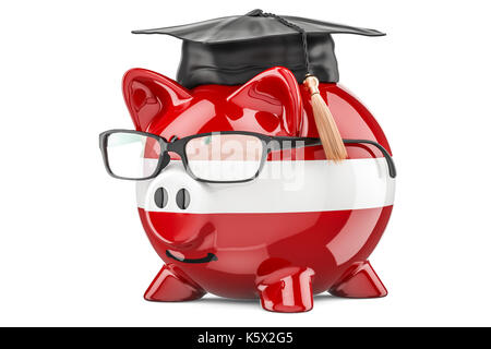Sparschwein mit lettischen Flagge. Einsparungen für Bildung in Lettland Konzept, 3D-Rendering Stockfoto