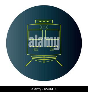 Line Design Ikone der Vorderansicht Lok Zug in Blau dunkler Hintergrund Vektor Stock Vektor
