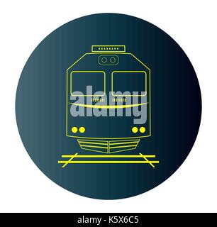Line Design Ikone der Vorderansicht Lok Zug in Blau dunkler Hintergrund Vektor Stock Vektor