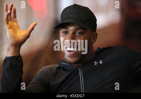 Anthony Joshua während der Pressekonferenz im Fürstentum Stadium, Cardiff. Stockfoto