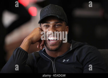 Anthony Joshua während der Pressekonferenz im Fürstentum Stadium, Cardiff. Stockfoto