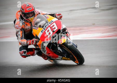 93 MARC MARQUEZ (Spanien), HRC Repsol Honda Team, Honda RC 213 V Maschine, Gran Premio Tribul Mastercard di San Marino e della Riviera di Rimini, Aktion während der MotoGP WarUp im Marco Simoncelli World Circuit für die 13. Runde der MotoGP-Weltmeisterschaft, die vom 8. bis 10. September 2017 in Misano Adriatico (RSM) Stockfoto