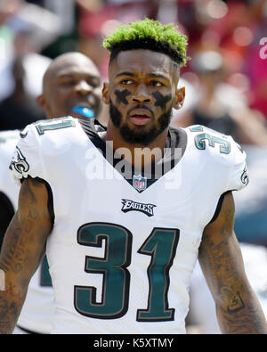 Landrover, Maryland, USA. 10 Sep, 2017. Philadelphia Eagles cornerback Jalen Mühlen (31) vor dem Spiel gegen die Washington Redskins an FedEx Field in Landover, Maryland am Sonntag, 10. September 2017. Credit: Ron Sachs/CNP - KEINE LEITUNG SERVICE - Foto: Ron Sachs/konsolidierte News Fotos/Ron Sachs - CNP Quelle: dpa Picture alliance/Alamy leben Nachrichten Stockfoto