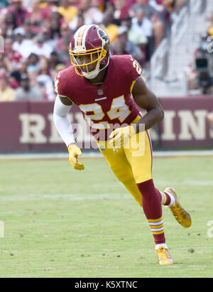 Landrover, Maryland, USA. 10 Sep, 2017. Washington Redskins cornerback Josh Norman (24) im vierten Quartal gegen die Philadelphia Eagles am FedEx Feld in Landover, Maryland am Sonntag, 10. September 2017. Die Adler gewannen das Spiel 30 - 17. Credit: Ron Sachs/CNP - KEINE LEITUNG SERVICE - Foto: Ron Sachs/konsolidierte News Fotos/Ron Sachs - CNP Quelle: dpa Picture alliance/Alamy leben Nachrichten Stockfoto