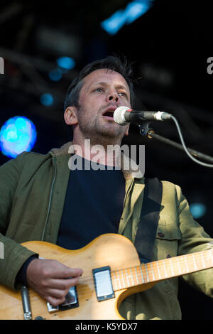 Thornhill, Schottland, Großbritannien - 1 September, 2017: Jan Scott Wilkinson des Englischen indie rock Band British Sea Power bei Tag 1 von elektrischen Feldern Festival Stockfoto