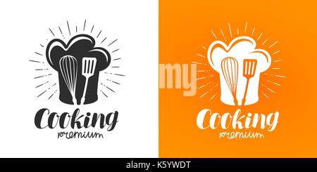 Kochen Logo oder Label. Küche, Küche Symbol. Schriftzug Vector Illustration Stock Vektor